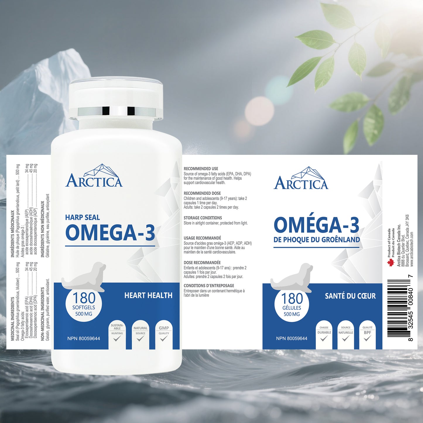 Harp Seal Oil Omega-3 Capsule, Heart Health, 500 mg × 180 softgels