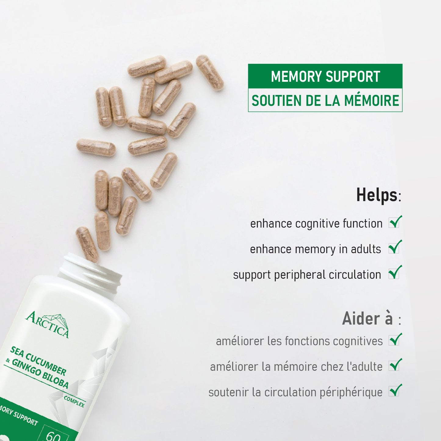 Sea Cucumber & Gingko Biloba Complex Capsule, Memory Support, 600 mg × 60 caps